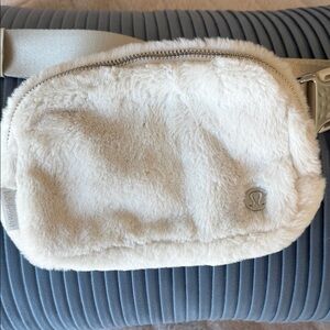 lululemon athletica Cream Faux Fur Crossbody Pouch